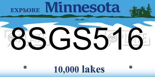 8SGS516 Minnesota License Plate