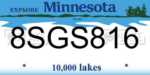 8SGS816 Minnesota License Plate