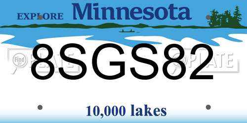 8SGS82 Minnesota License Plate