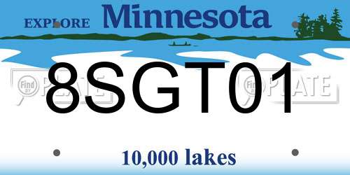 8SGT01 Minnesota License Plate