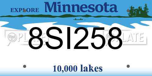 8SI258 Minnesota License Plate