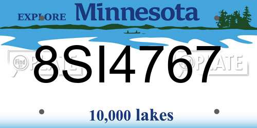 8SI4767 Minnesota License Plate