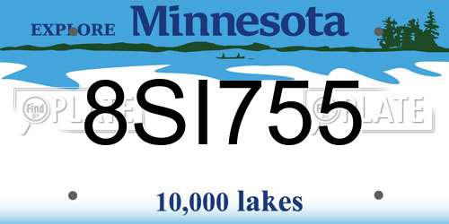 8SI755 Minnesota License Plate