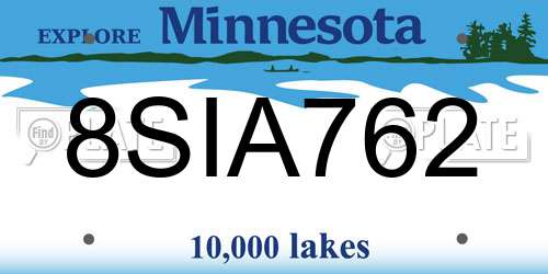 8SIA762 Minnesota License Plate