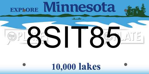 8SIT85 Minnesota License Plate