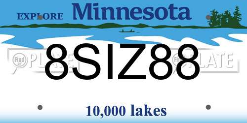 8SIZ88 Minnesota License Plate