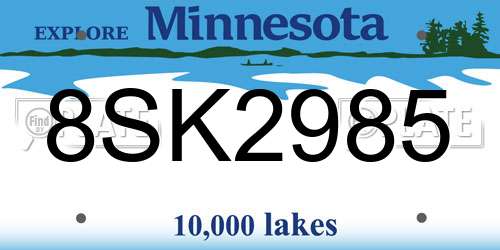 8SK2985 Minnesota License Plate