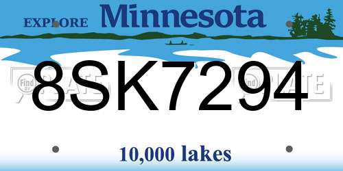 8SK7294 Minnesota License Plate