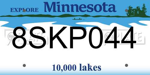 8SKP044 Minnesota License Plate