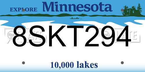 8SKT294 Minnesota License Plate