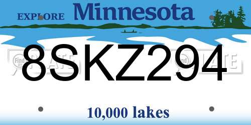 8SKZ294 Minnesota License Plate