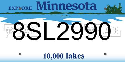 8SL2990 Minnesota License Plate