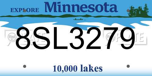 8SL3279 Minnesota License Plate