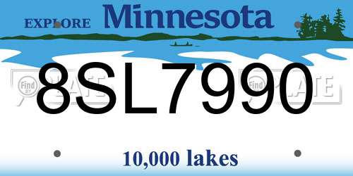 8SL7990 Minnesota License Plate