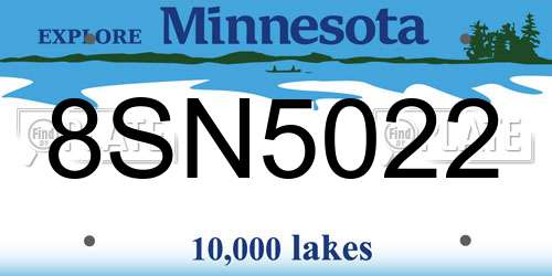 8SN5022 Minnesota License Plate