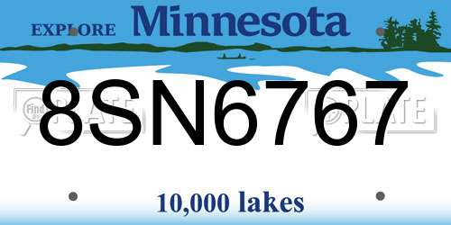 8SN6767 Minnesota License Plate