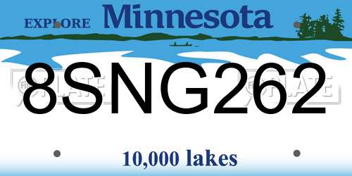 8SNG262 Minnesota License Plate