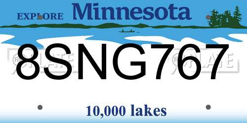 8SNG767 Minnesota License Plate