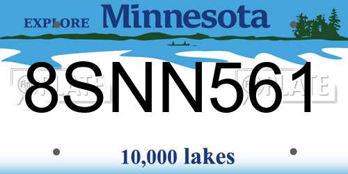 8SNN561 Minnesota License Plate