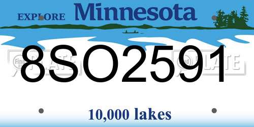 8SO2591 Minnesota License Plate