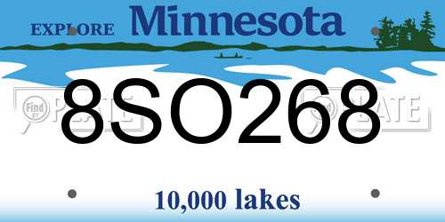 8SO268 Minnesota License Plate
