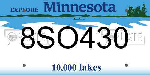 8SO430 Minnesota License Plate