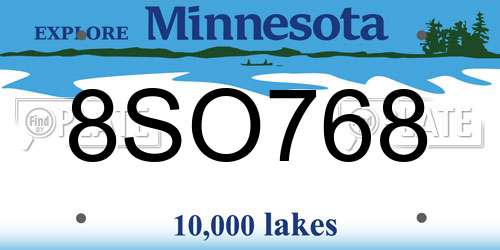8SO768 Minnesota License Plate