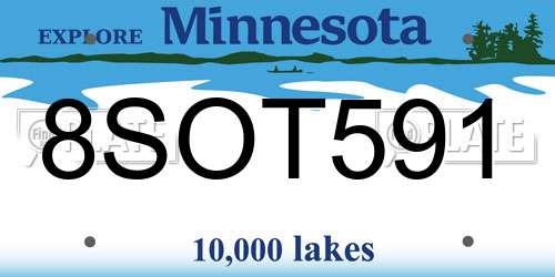 8SOT591 Minnesota License Plate