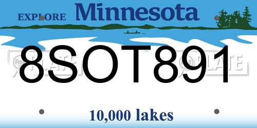 8SOT891 Minnesota License Plate