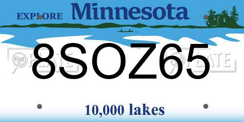 8SOZ65 Minnesota License Plate