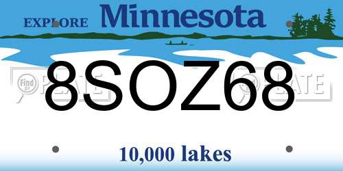 8SOZ68 Minnesota License Plate