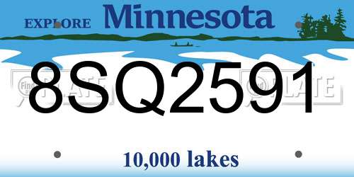 8SQ2591 Minnesota License Plate