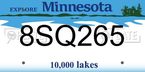 8SQ265 Minnesota License Plate
