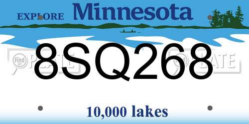 8SQ268 Minnesota License Plate