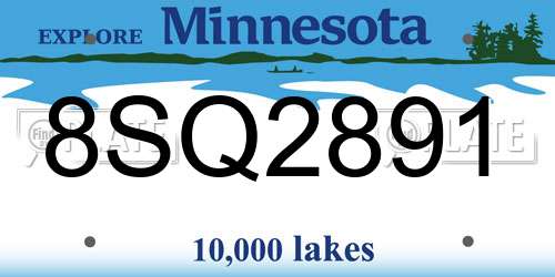 8SQ2891 Minnesota License Plate