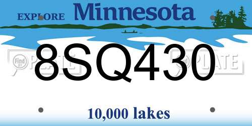 8SQ430 Minnesota License Plate
