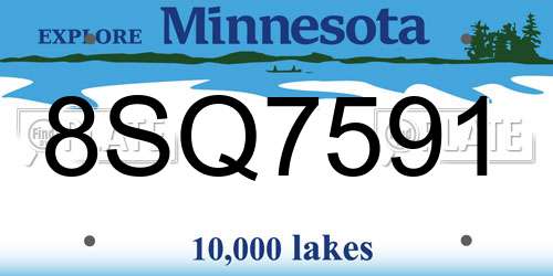 8SQ7591 Minnesota License Plate