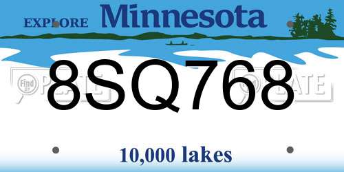 8SQ768 Minnesota License Plate