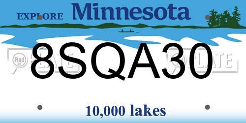 8SQA30 Minnesota License Plate