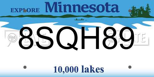 8SQH89 Minnesota License Plate