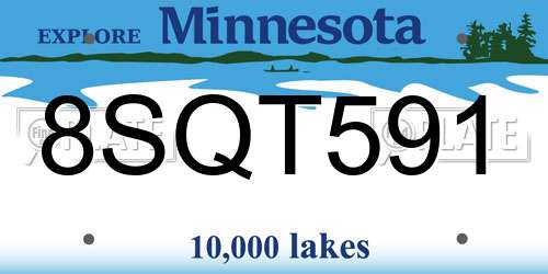 8SQT591 Minnesota License Plate