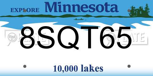 8SQT65 Minnesota License Plate