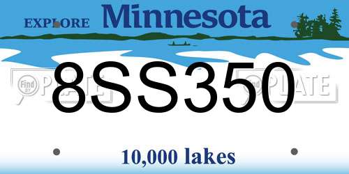 8SS350 Minnesota License Plate
