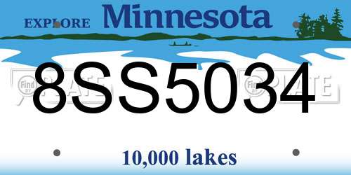 8SS5034 Minnesota License Plate