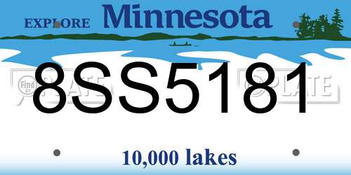 8SS5181 Minnesota License Plate