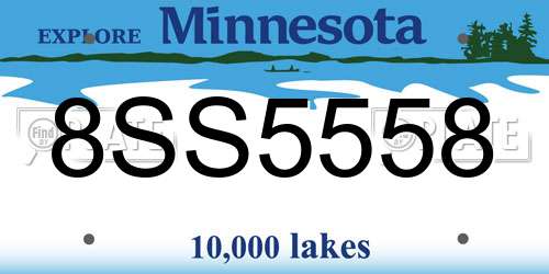 8SS5558 Minnesota License Plate
