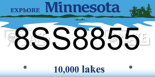 8SS8855 Minnesota License Plate