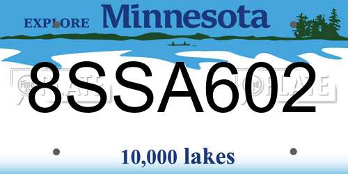 8SSA602 Minnesota License Plate