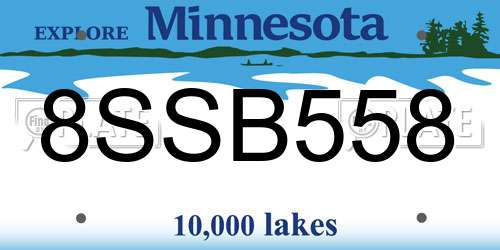 8SSB558 Minnesota License Plate