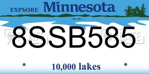 8SSB585 Minnesota License Plate